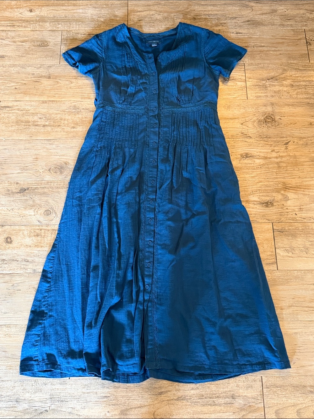 April Cornell Deep Blue Button-Front Maxi Dress XS
